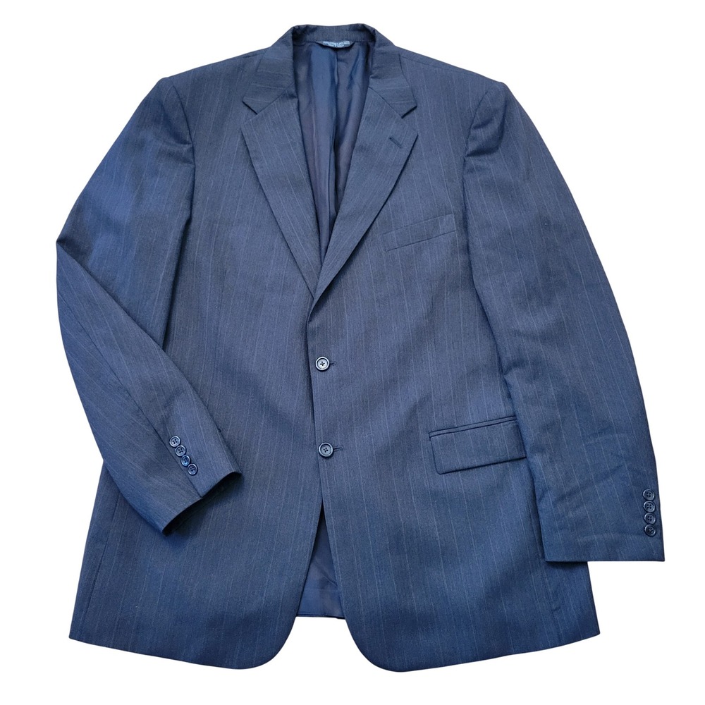 Evan Picone Charcoal Gray Chalk Stripe Wool 51" Chest Blazer Jacket Academia